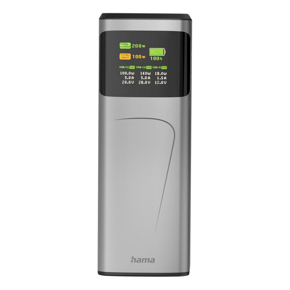 Power bank 24000 mAh Hama High Power 200W z nadrukiem Twojego logo, materiał: plastik, kolor: grafitowy Power bank 24000 mAh Hama High Power 200W z nadrukiem Twojego logo, materiał: plastik, kolor: grafitowy