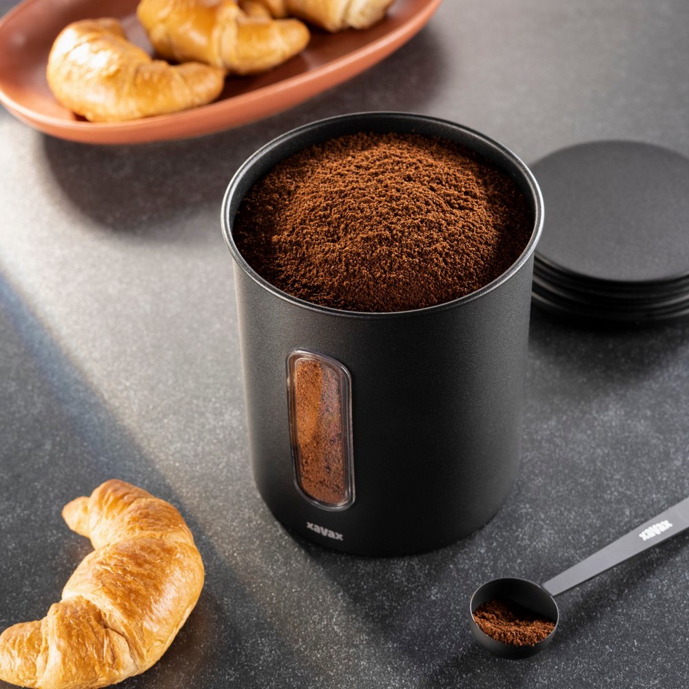 Pojemnik na kawę 500g Xavax z nadrukiem Twojego logo, materiał: stal nierdzewna, stal, kolor: czarny Pojemnik na kawę 500g Xavax z nadrukiem Twojego logo, materiał: stal nierdzewna, stal, kolor: czarny
