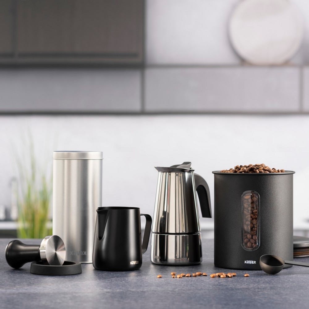 Pojemnik na kawę 500g Xavax z nadrukiem Twojego logo, materiał: stal nierdzewna, stal, kolor: czarny Pojemnik na kawę 500g Xavax z nadrukiem Twojego logo, materiał: stal nierdzewna, stal, kolor: czarny