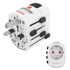 Adapter podróżny Skross for Hama Pro z nadrukiem Twojego logo, materiał: plastik, kolor: biały