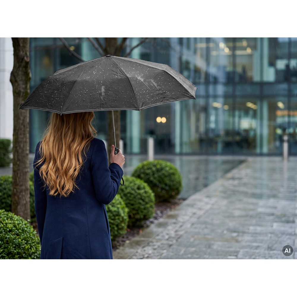 Odwracalny, składany parasol automatyczny z nadrukiem Twojego logo, materiał: metal, aluminium, pvc, włókno szklane, pongee, kolor: czarny Odwracalny, składany parasol automatyczny z nadrukiem Twojego logo, materiał: metal, aluminium, pvc, włókno szklane, pongee, kolor: czarny