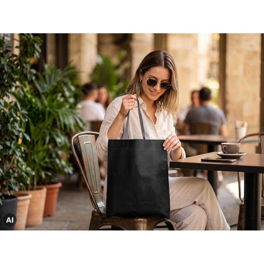 Torba na zakupy | Boden z nadrukiem Twojego logo, materiał: non-woven, kolor: czarny Torba na zakupy | Boden z nadrukiem Twojego logo, materiał: non-woven, kolor: czarny